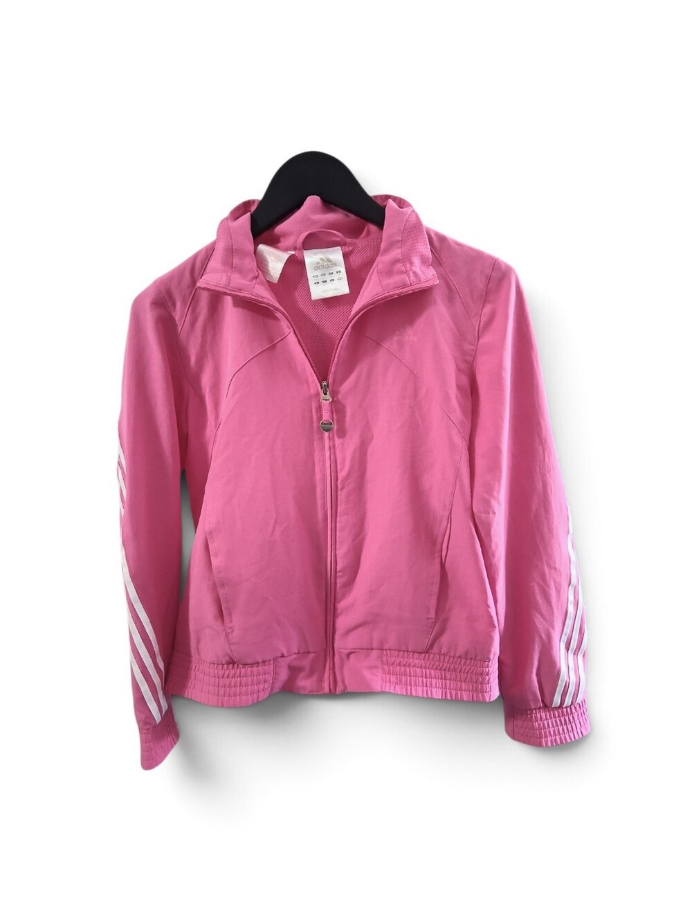 Vintage Adidas Girls Full Zip Track Jacket Pink White Stripes Size Large